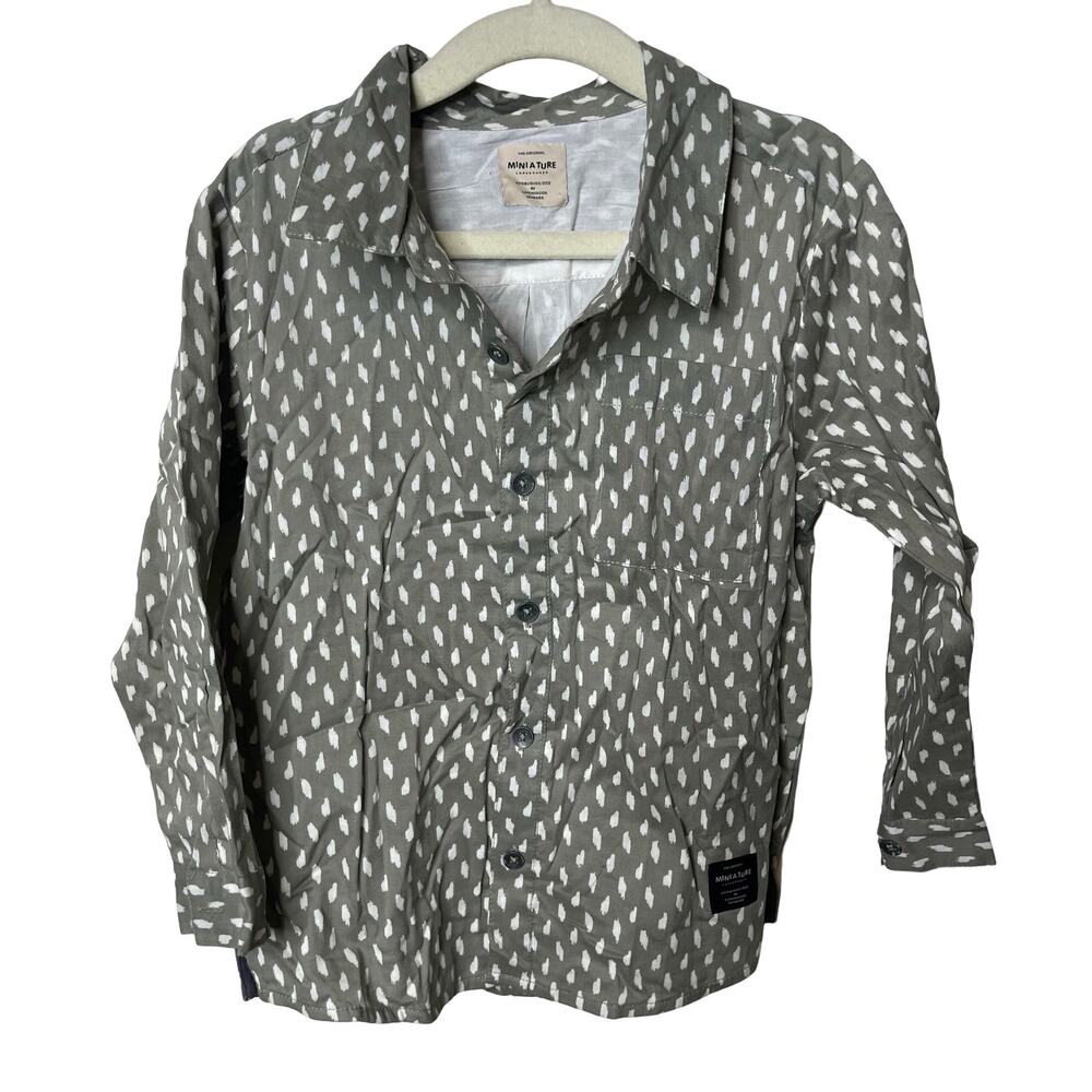 Mini A Ture Lined Long Sleeve Collared Button Down Shirt Gray Boys 4